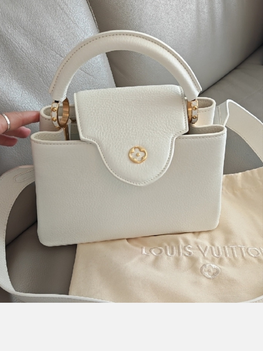 Elegant White Tote with Gold Hardware